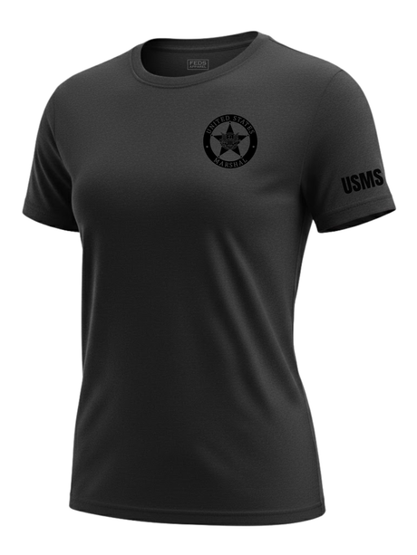 Black US Marshals Service USMS Women's Shirt - Short Sleeve (Black)