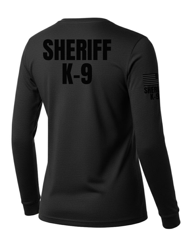 Black Sheriff K-9 Women's Shirt - Long Sleeve (Black) - Back Police Sheriff Uniform