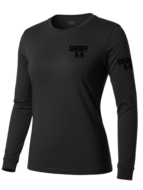 Black Sheriff K-9 Women's Shirt - Long Sleeve (Black) - Front Police Sheriff Uniform
