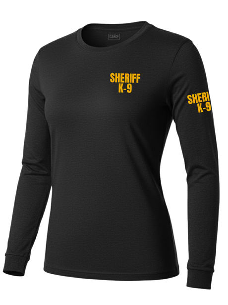 Black Sheriff K-9 Women's Shirt - Long Sleeve (Golden Yellow) - Front Police Sheriff Uniform