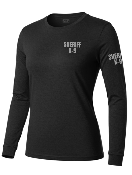 Black Sheriff K-9 Women's Shirt - Long Sleeve (Gray) - Front Police Sheriff Uniform