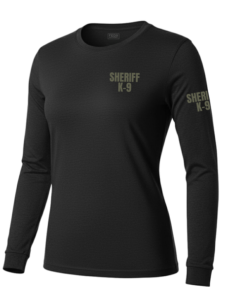 Black Sheriff K-9 Women's Shirt - Long Sleeve (Green) - Front Police Sheriff Uniform