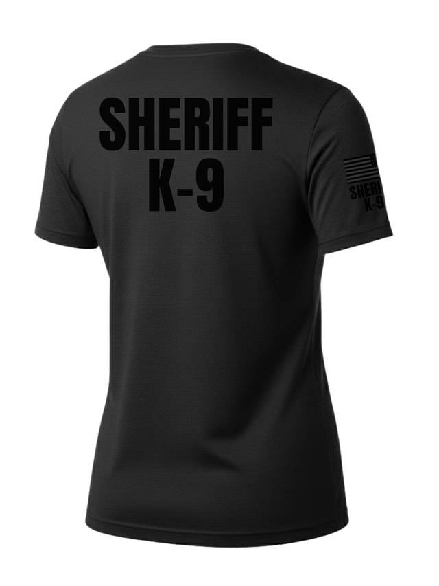 Black Sheriff K-9 Women's Shirt - Short Sleeve (Black) - Back Police Sheriff Uniform