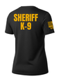 Black Sheriff K-9 Women's Shirt - Short Sleeve (Golden Yellow) - Back Police Sheriff Uniform