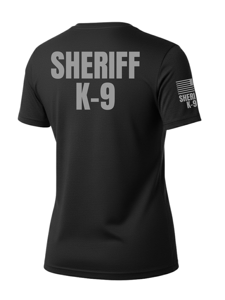 Black Sheriff K-9 Women's Shirt - Short Sleeve (Gray) - Back Police Sheriff Uniform