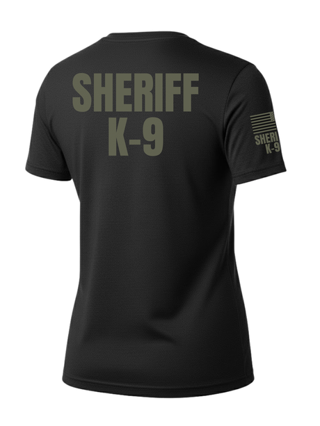 Black Sheriff K-9 Women's Shirt - Short Sleeve (Green) - Back Police Sheriff Uniform
