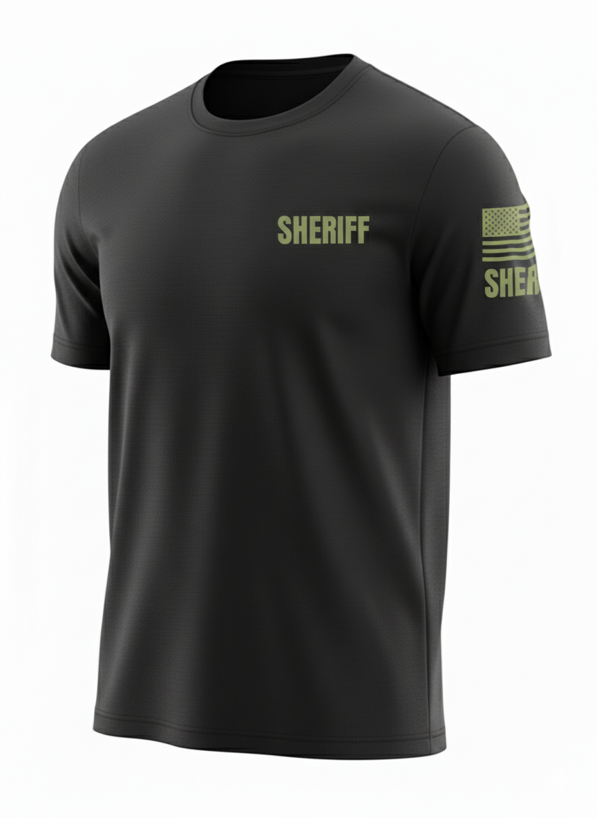 Black Sheriff Men's Shirt - Short Sleeve (Green)