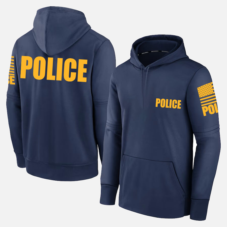 Navy Blue Police Hoodie - Police Hoodie (Golden-Yellow)