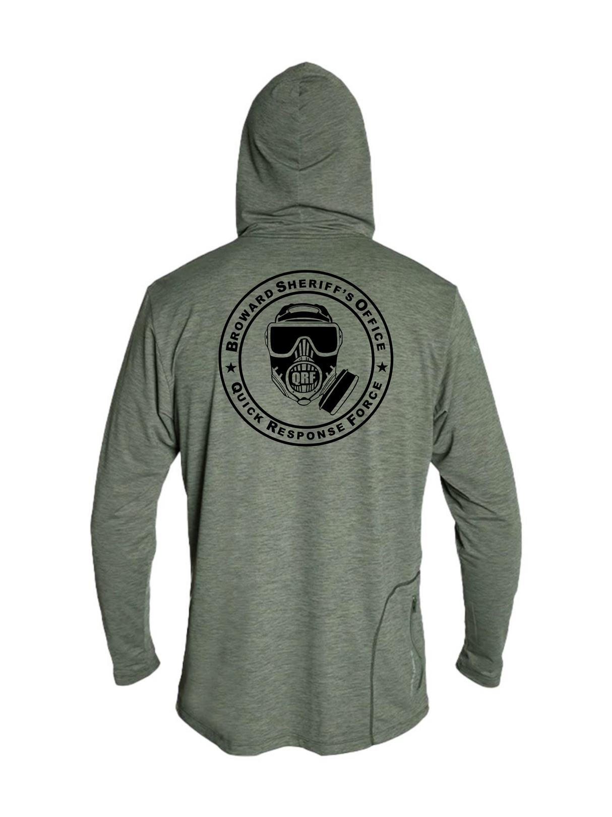 Broward Sheriff Office (BSO) QRF long sleeve anetik olive hoodie back