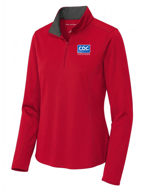Centers for Disease Control and Prevention (CDC) Women's Dri Fit 1/4 Zip  Red government employee uniform shirt
