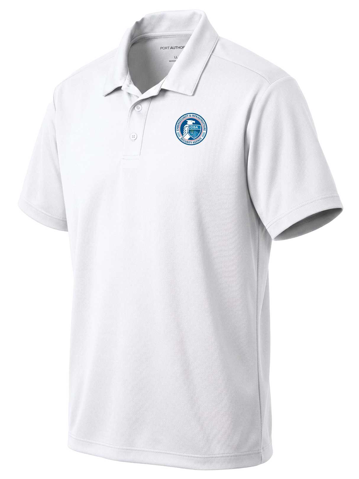 Cybersecurity and Infrastructure Security Agency (CISA) Men's Dri Fit Polo  White government employee uniform shirt