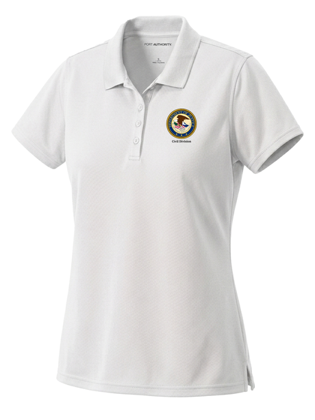 Civil Division (CIV) Women's Dri Fit Polo  White government employee uniform shirt
