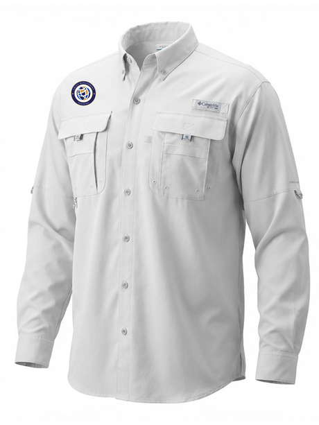 Crisis Management Training (CMT) Men's Columbia Bahama™ II Button Up Long-Sleeve  White government employee uniform shirt