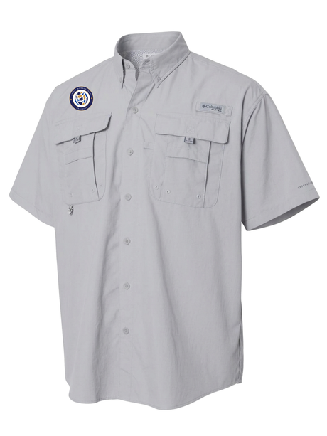 Crisis Management Training (CMT) Men's Columbia Bahama™ II Button Up Short Sleeve  Cool Grey government employee uniform shirt