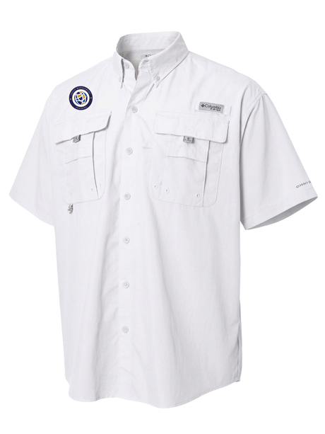 Crisis Management Training (CMT) Men's Columbia Bahama™ II Button Up Short Sleeve  White government employee uniform shirt