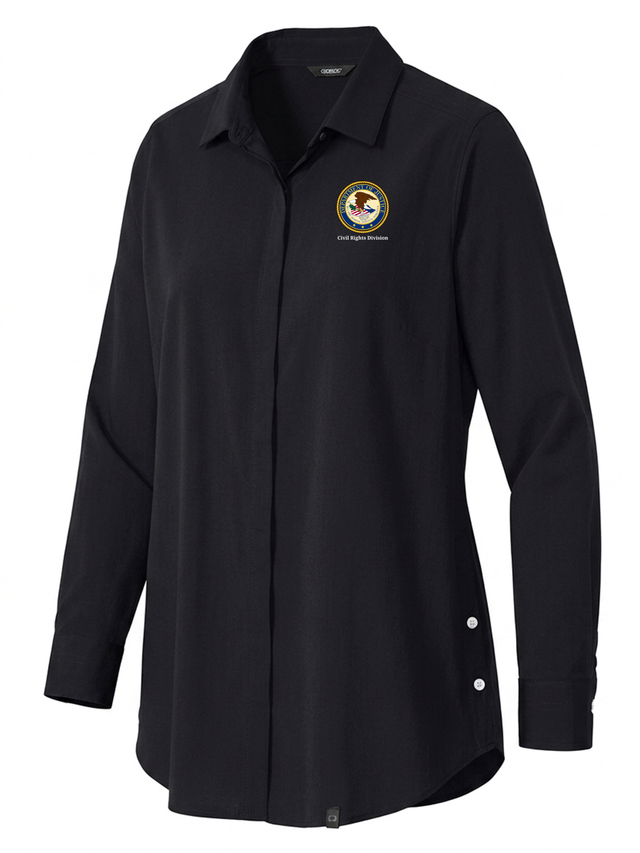 Civil Rights Division (CRT) Women's Commuter Shirt  Black government employee uniform shirt