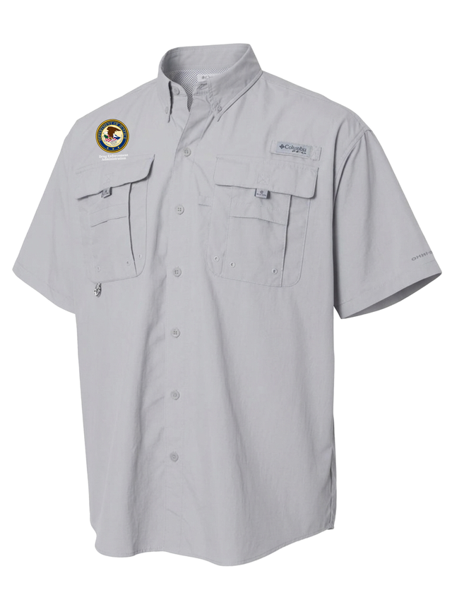 Drug Enforcement Administration (DEA) Men's Columbia Bahama™ II Button Up Short Sleeve  Cool Grey government employee uniform shirt