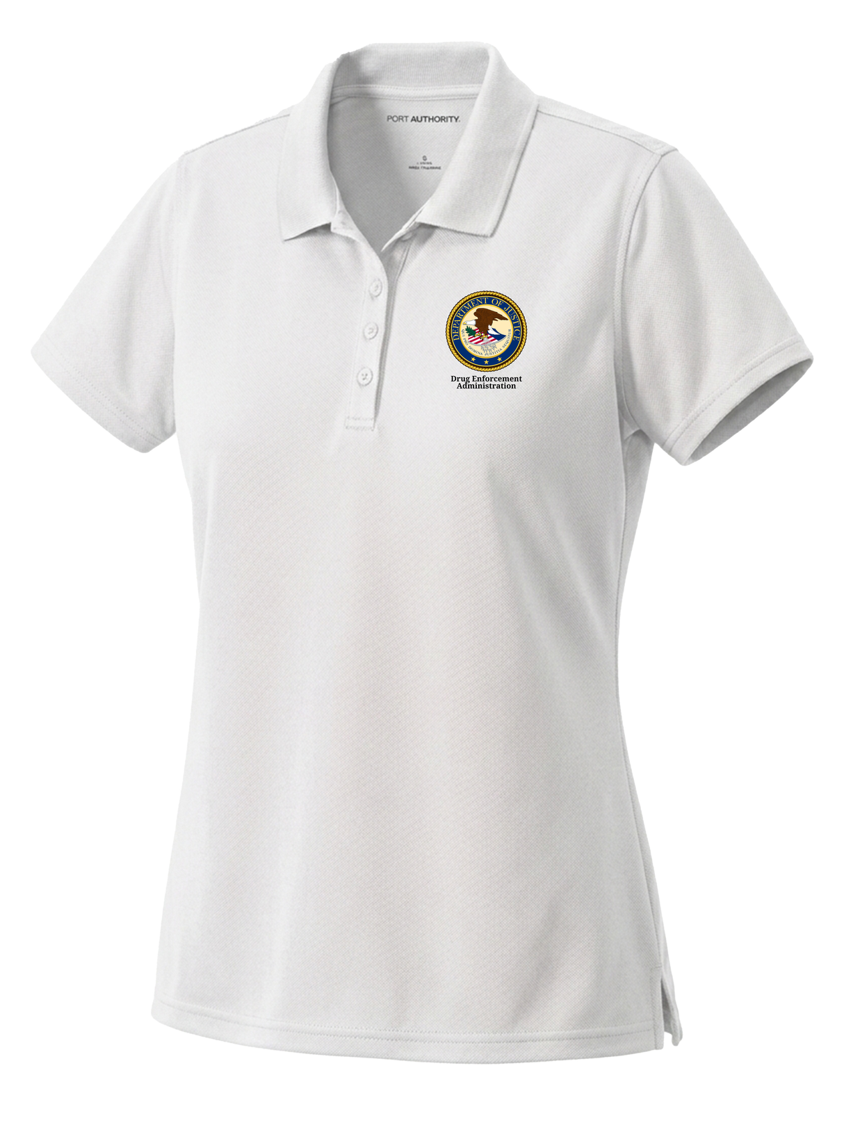 Drug Enforcement Administration (DEA) Women's Dri Fit Polo  White government employee uniform shirt