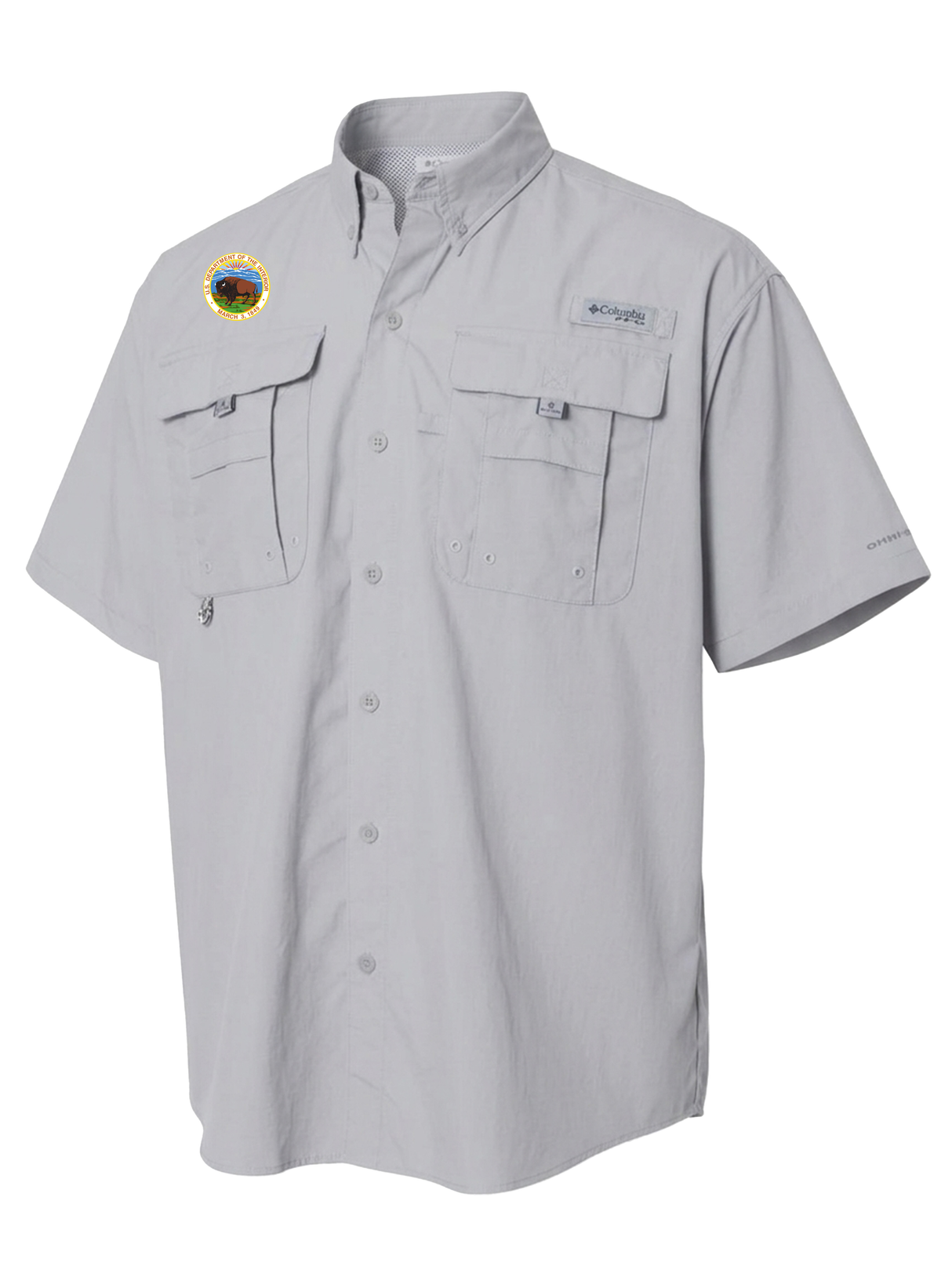DepartMent of Interior Men's Columbia Bahama™ II Button Up Short Sleeve  Cool Grey government employee uniform shirt