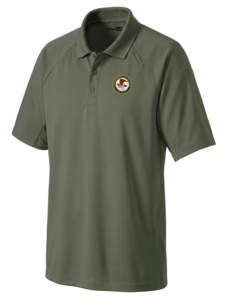 Department of Justice Men's Tactical Polo  Drab Green government employee uniform shirt