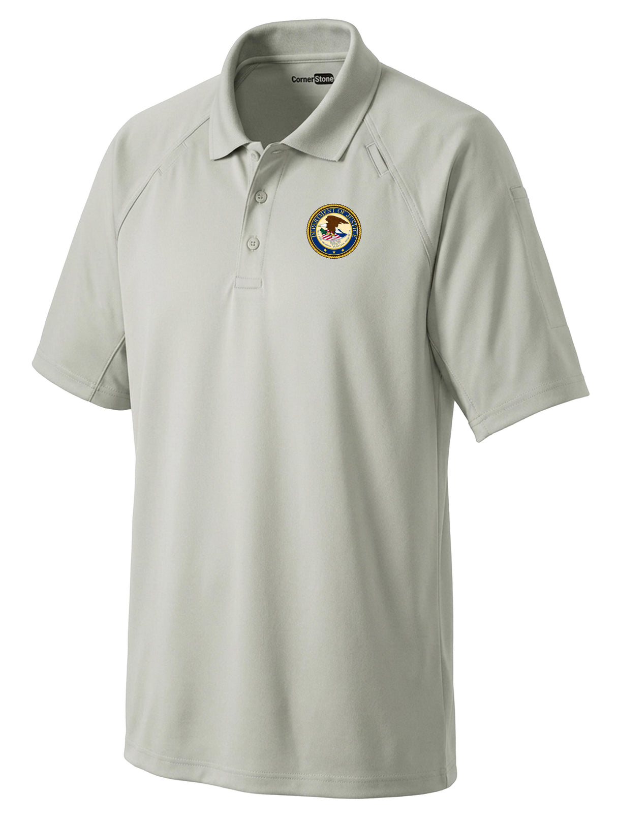 Department of Justice Men's Tactical Polo  Light Gray government employee uniform shirt