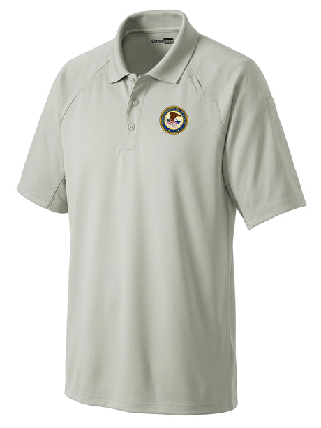 Department of Justice Men's Tactical Polo  Light Gray government employee uniform shirt