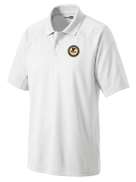 Department of Justice Men's Tactical Polo  White government employee uniform shirt