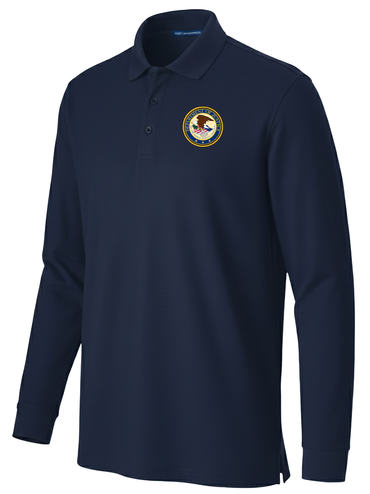 Department of Justice Men's Long Sleeve Polo  Navy Blue government employee uniform shirt