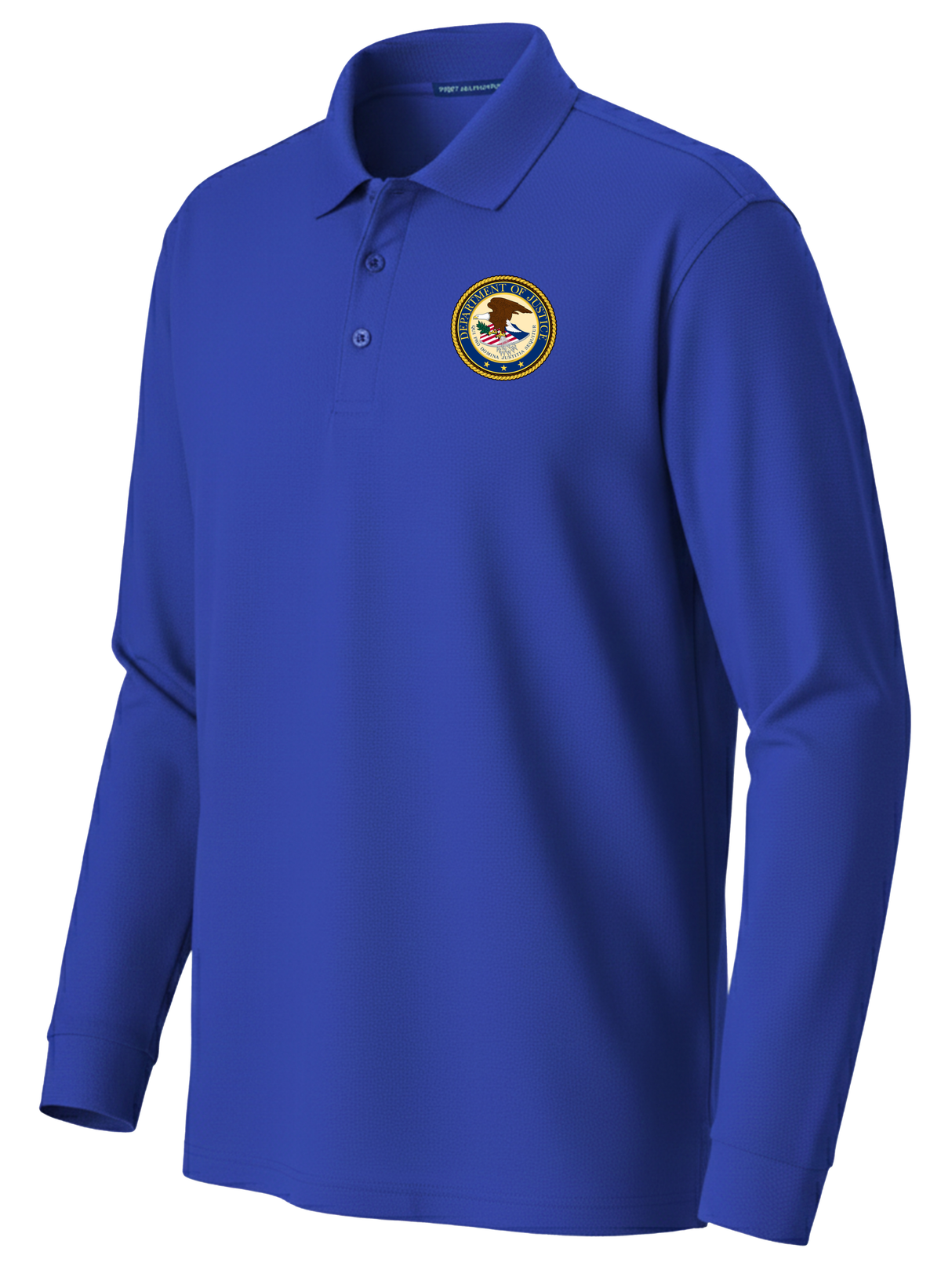 Department of Justice Men's Long Sleeve Polo  Royal Blue government employee uniform shirt