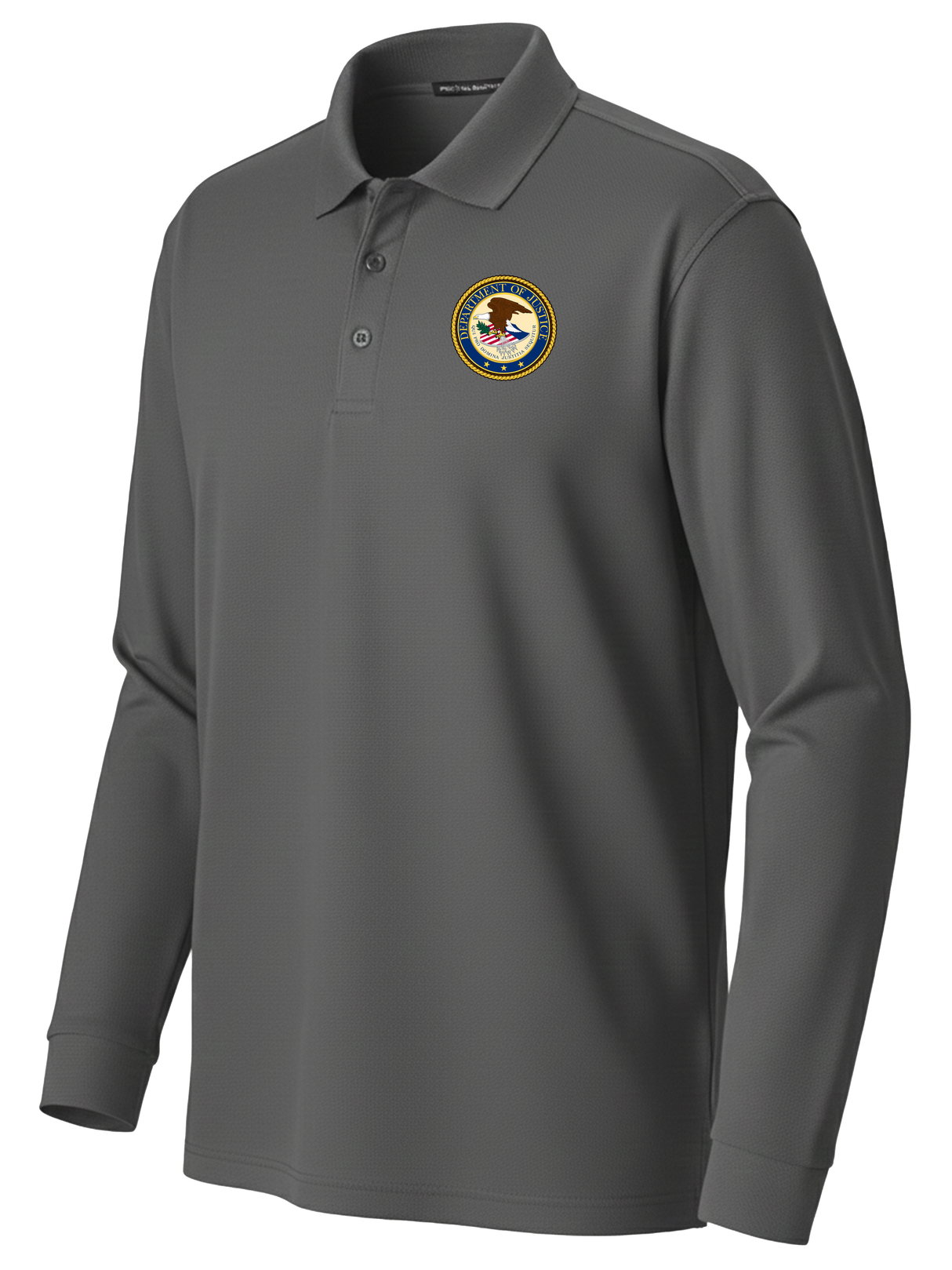 Department of Justice Men's Long Sleeve Polo  Slate Gray government employee uniform shirt