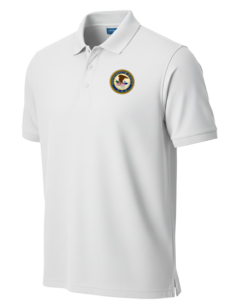 Department of Justice Men's Polo  White government employee uniform shirt
