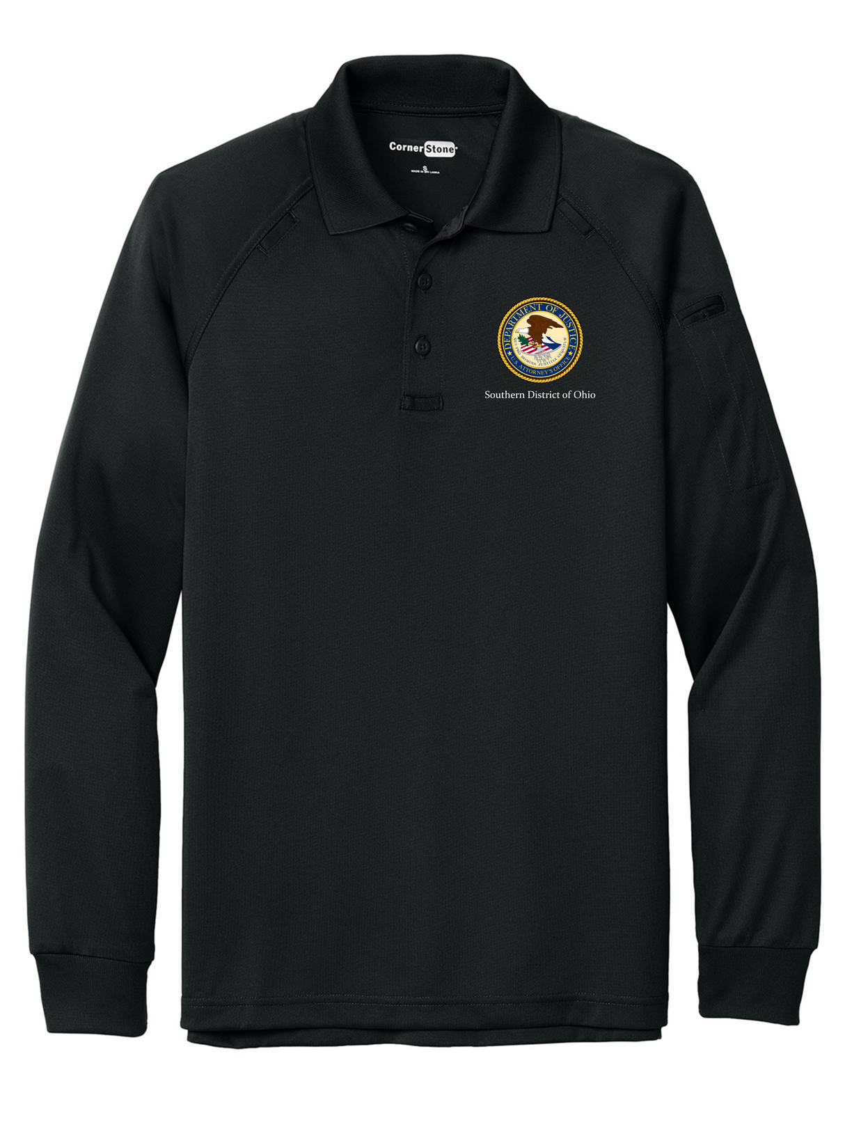 DOJ SDO Men's Tactical Long Sleeve Polo