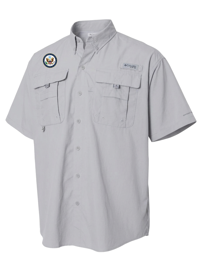 U.S. Department of State Men's Columbia Bahama™ II Button Up Short Sleeve  Cool Grey government employee uniform shirt