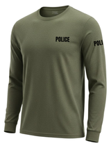 Drab Green Police Men's Shirt - Long Sleeve (Black)