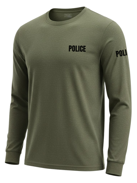 Drab Green Police Men's Shirt - Long Sleeve (Black)