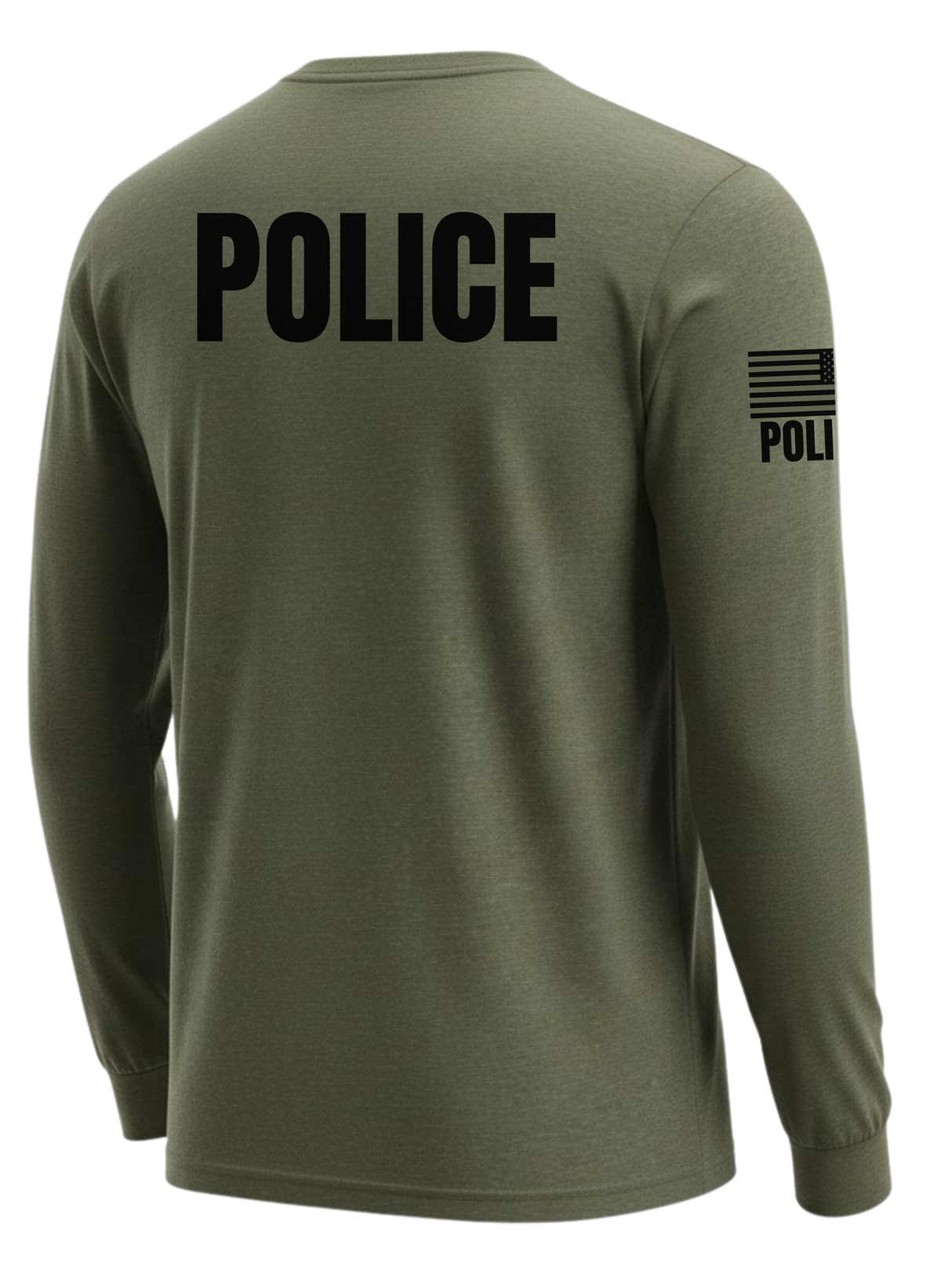 Drab Green Police Men's Shirt - Long Sleeve (Black)