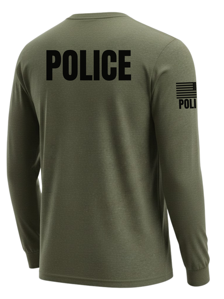 Drab Green Police Men's Shirt - Long Sleeve (Black)