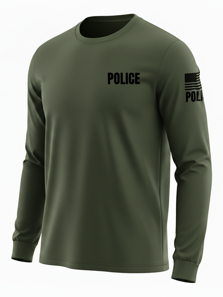 Drab Green Police Men's Shirt - Long Sleeve (Black)1