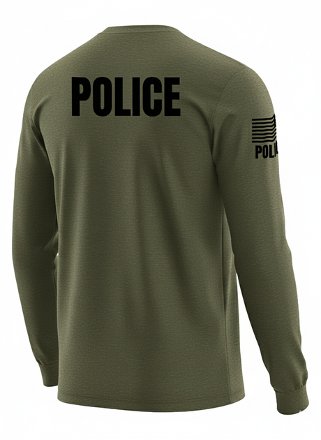 Drab Green Police Men's Shirt - Long Sleeve (Black)