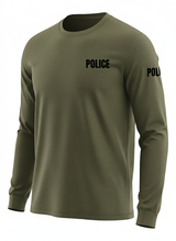 Drab Green Police Men's Shirt - Long Sleeve (Black)