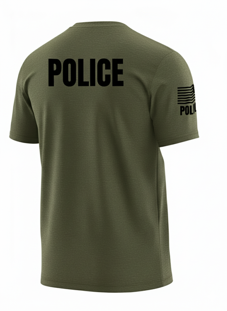 Drab Green Police Men's Shirt - Short Sleeve (Black)