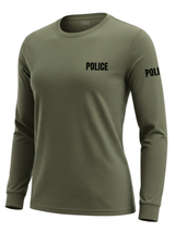 Drab Green Police Women's Shirt - Long Sleeve (Black)
