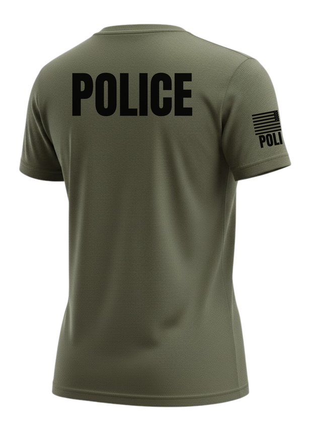 Drab Green Police Women's Shirt - Short Sleeve (Black)