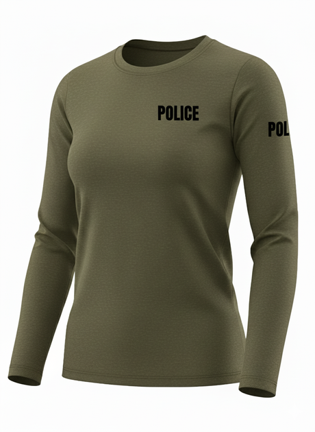 Drab Green Police Women's Shirt - Long Sleeve (Black)