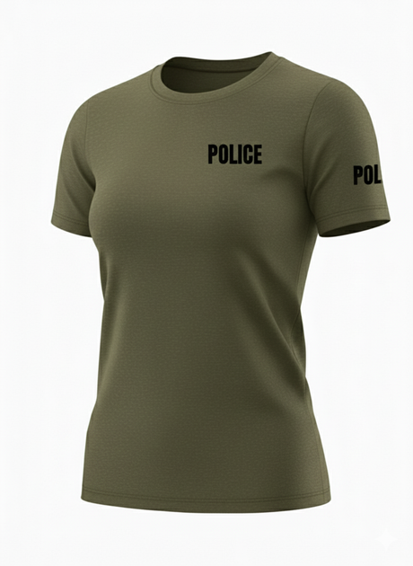 Drab Green Police Women's Shirt - Short Sleeve (Black)