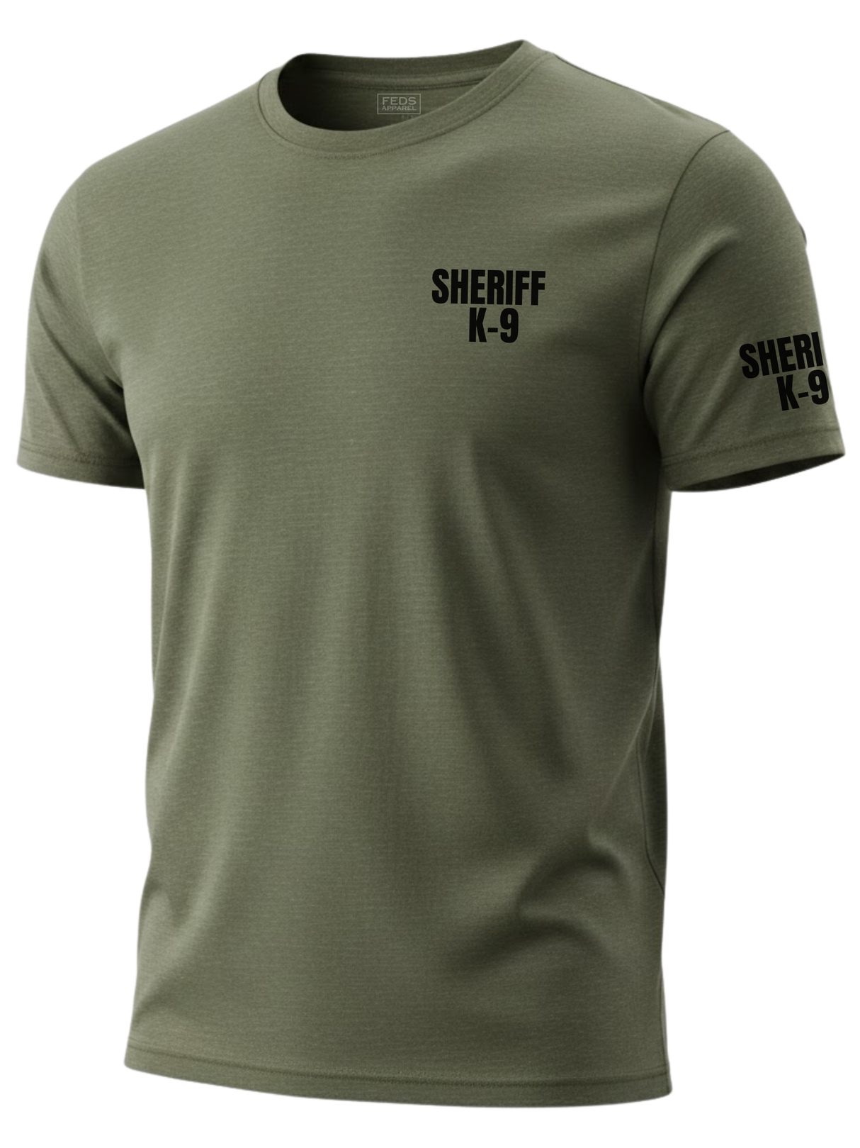 Drab Green Sheriff K-9 Men's Shirt - Short Sleeve (Black) - Front Police Sheriff Uniform