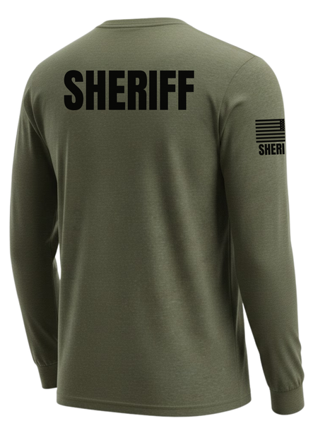 Drab Green Sheriff Men's Shirt - Long Sleeve (Black)