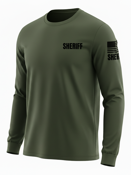 Drab Green Sheriff Men's Shirt - Long Sleeve (Black)1
