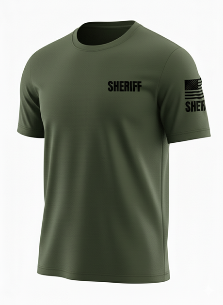 Drab Green Sheriff Men's Shirt - Short Sleeve (Black)