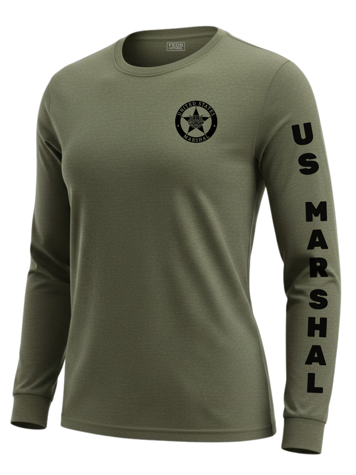 Drab Green US Marshals Service USMS Women's Shirt - Long Sleeve (Black)